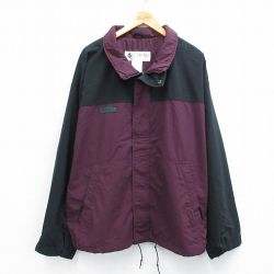 XL★古着 コロンビア COLUMBIA 長袖 ナイロン ジャケット メンズ 90年代 90s ツートンカラー 大きいサイズ エンジ他 25oct24 中古 アウター ウインドブレーカー