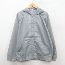 L★古着 チャンピオン champion 長袖 ナイロン ジャケット パーカー メンズ 90年代 90s ラグラン グレー 25oct28 中古 アウター ウインドブレーカー