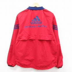 M★古着 アディダス adidas 長袖 ナイロン ジャケット メンズ 00年代 00s ビッグロゴ ボストンマラソン 赤他 レッド 内側メッシュ 25oct30 中古 アウター ウインドブレーカー
