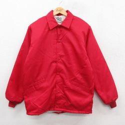 L★古着 長袖 ナイロン ジャケット メンズ 90年代 90s USA製 赤 レッド 内側ボア 25oct30 中古 アウター ウインドブレーカー