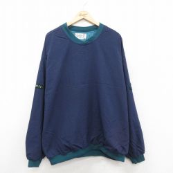 XL★古着 SDI 長袖 ナイロン ジャケット メンズ 90年代 90s ゴルフ 大きいサイズ クルーネック USA製 紺他 ネイビー 25oct31 中古 アウター ウインドブレーカー