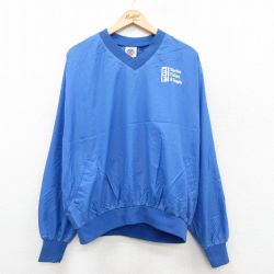 XL★古着 長袖 ナイロン ジャケット メンズ 90年代 90s EFS 大きいサイズ Vネック USA製 薄紺系 ネイビー 25oct31 中古 アウター ウインドブレーカー