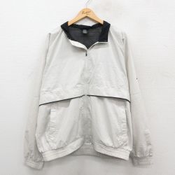 XL★古着 ナイキ NIKE ゴルフ 長袖 ナイロン ジャケット メンズ ワンポイントロゴ 大きいサイズ 白系 ホワイト 内側メッシュ 25oct31 中古 アウター ウインドブレーカー
