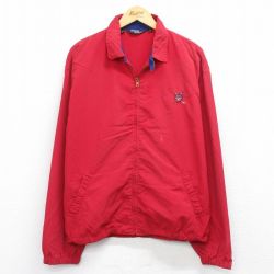 XL★古着 ラルフローレン Ralph Lauren 長袖 ブランド ナイロン ジャケット メンズ 90年代 90s ワンポイントロゴ ゴルフ USA製 赤 レッド 【spe】 25nov04 中古 アウター ウインドブレーカー