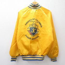 XL★古着 長袖 ナイロン ジャケット メンズ 80年代 80s K of C ラグラン USA製 黄 25nov14