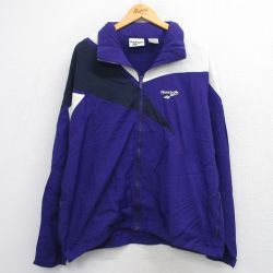 XL★古着 リーボック 長袖 ナイロン ジャケット メンズ 90年代 90s ワンポイントロゴ 紫【spe】 25nov17
