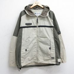 L★古着 コロンビア 長袖 ナイロン ジャケット パーカー メンズ 00年代 00s ワンポイントロゴ 薄ベージュ 内側メッシュ 25nov18