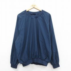 XL★古着 キングルイ 長袖 ナイロン ジャケット メンズ 90年代 90s ラグラン 大きいサイズ Vネック USA製 紺 25nov19