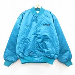 XL★古着 長袖 ナイロン ジャケット メンズ 90年代 90s RELIANCE ELECTRIC 大きいサイズ USA製 水色 内側キルティング 25nov20