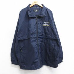 XL★古着 長袖 ナイロン ジャケット メンズ 90年代 90s ウォルマート 大きいサイズ 紺 内側メッシュ 25dec04