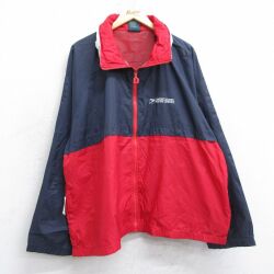 XL★古着 Dunbrooke 長袖 ナイロン ジャケット メンズ 90年代 90s USPS ラグラン ツートンカラー 大きいサイズ 赤他 内側メッシュ 25dec04