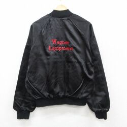 L★古着 長袖 ナイロン ジャケット メンズ 90年代 90s Wagner Equipment 刺繍　ラグラン USA製 黒 25dec05