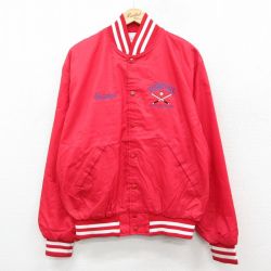 XL★古着 長袖 ナイロン ジャケット メンズ 90年代 90s S.GLENS FALLS ベースボール USA製 赤 25dec06