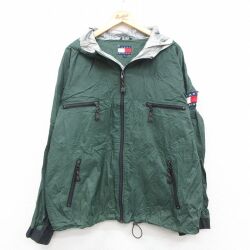 【50%OFF】トミーヒルフィガー 90s ナイロンジャケット ワンポイントロゴ グリーン XL | 古着