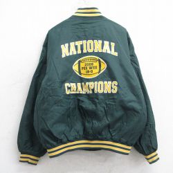 XL★古着 ホロウェイ 長袖 ナイロン ジャケット スタジャン メンズ 00年代 00s フットボール チャンピオン Champion 大きいサイズ 緑 内側キルティング 25dec18