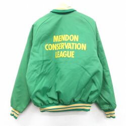 L★古着 長袖 ナイロン ジャケット メンズ 80年代 80s MENDON ラグラン USA製 緑他 内側キルティング 26jan06