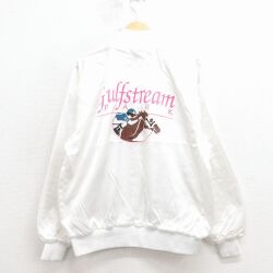 L★古着 長袖 ナイロン ジャケット メンズ 90年代 90s 競馬 ラグラン USA製 白 26jan24