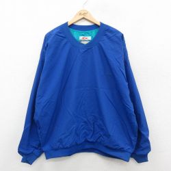 XL★古着 長袖 ナイロン ジャケット メンズ 90年代 90s 大きいサイズ クルーネック USA製 青 26jan28