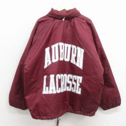 XL★古着 デロング 長袖 ナイロン ジャケット メンズ 80年代 80s ラクロス 大きいサイズ ラグラン USA製 タロン エンジ 内側キルティング 26feb07