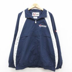 XL★古着 長袖 ナイロン ジャケット メンズ NASCAR Bristol 大きいサイズ 紺他 内側メッシュ 26feb09
