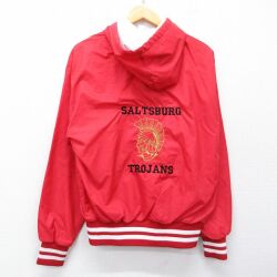 【20%OFF】90s ハーフジップナイロンジャケット TROJANS レッド M | 古着