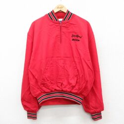 XL★古着 ホロウェイ 長袖 ハーフジップ ナイロン ジャケット メンズ 90年代 90s Strat ford 大きいサイズ 赤 26feb19
