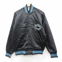 L★古着 長袖 ナイロン ジャケット メンズ 80年代 80s MIDLAKES　ラグラン USA製 黒 内側キルティング 26feb19