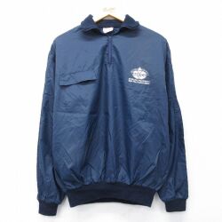 XL★古着 長袖 ハーフジップ ナイロン ジャケット メンズ 80年代 80s AMDCO USA製 紺 26feb24