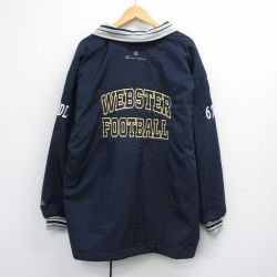 XL★古着 チャンピオン champion 長袖 ナイロン ジャケット メンズ 00年代 00s WEBSTER フットボール 刺繍 大きいサイズ ロング丈 紺 内側キルティング 26mar02