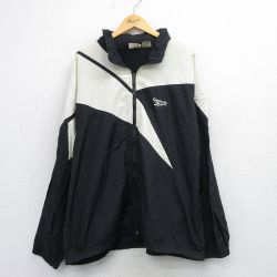 XL★古着 リーボック 長袖 ナイロン ジャケット メンズ 90年代 90s ワンポイントロゴ 大きいサイズ 黒他【spe】 26mar02