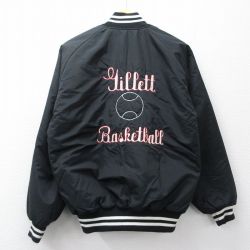 90s ナイロンジャケット バスケットボール刺繍 ブラック M | 古着
