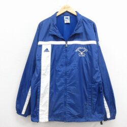 XL★古着 アディダス adidas 長袖 ナイロン ジャケット メンズ 90年代 90s カレッジ 大きいサイズ 紺 26mar09