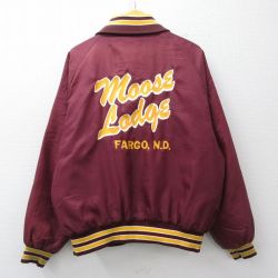 XL★古着 長袖 ナイロン ジャケット メンズ 90年代 90s moose lodge ラグラン USA製 エンジ他 内側キルティング 26mar12