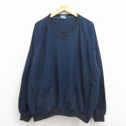 XL★古着 長袖 ナイロン ジャケット メンズ 90年代 90s 大きいサイズ ラグラン USA製 紺 26mar17