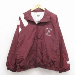 XL★古着 長袖 ナイロン ジャケット メンズ 90年代 90s ウィングフット カナダ製 エンジ 26mar24