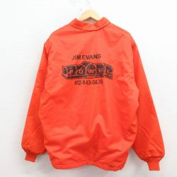 XL★古着 長袖 ナイロン ジャケット メンズ 80年代 80s パワー 大きいサイズ USA製 オレンジ 内側ボア 26mar24