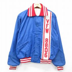 L★古着 長袖 ナイロン ジャケット メンズ 80年代 80s VFW USA製 青他 26apr01