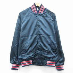 L★古着 長袖 ナイロン ジャケット メンズ 90年代 90s アリゾナワイルドキャッツ ラグラン USA製 紺他 26apr01