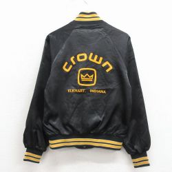 S★古着 長袖 ナイロン ジャケット メンズ 80年代 80s クラウン ラグラン USA製 黒 26apr10