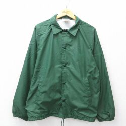 L★古着 長袖 ナイロン ジャケット メンズ 90年代 90s ラグラン USA製 緑 26apr16