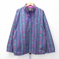 ガッチャ 90s ハーフジップナイロンジャケット 総柄 パープル XL | 古着