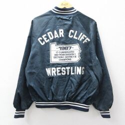 XL★古着 長袖 ナイロン ジャケット メンズ 80年代 80s CEDAR CLIFF ラグラン USA製 紺系他 26apr18