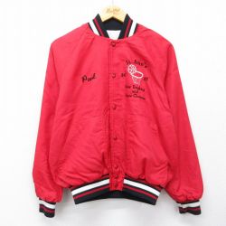 M★古着 長袖 ナイロン ジャケット メンズ 80年代 80s バスケットボール ラグラン USA製 赤他 26apr20