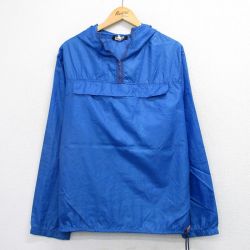 L★古着 長袖 ハーフジップ ナイロン ジャケット アノラック パーカー メンズ 90年代 90s カナダ製 青 26apr20