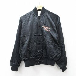 L★古着 長袖 ナイロン ジャケット メンズ 90年代 90s Aberdeen Tigers ラグラン USA製 黒 26apr25