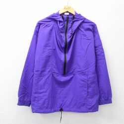 L★古着 長袖 ハーフジップ ナイロン ジャケット アノラック パーカー メンズ 90年代 90s USA製 紫【spe】 26apr25