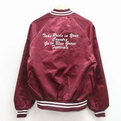 L★古着 長袖 ナイロン ジャケット メンズ 90年代 90s メッセージ ラグラン USA製 エンジ 26apr27