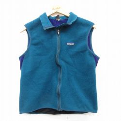 【50%OFF】S★古着 長袖 パタゴニア patagonia フリース ベスト ジャケット メンズ 90年代 90s PEF ツートンカラー USA製 青緑他 25feb13 中古 アウター