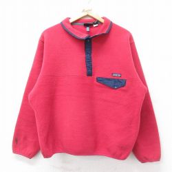 XL★古着 パタゴニア patagonia 長袖 フリース ジャケット スナップT メンズ 00年代 00s ワンポイントロゴ 濃ピンク 25sep24 中古 アウター