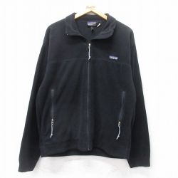 L★古着 パタゴニア patagonia 長袖 フリース ジャケット メンズ 90年代 90s ワンポイントロゴ USA製 黒 ブラック 25sep24 中古 アウター